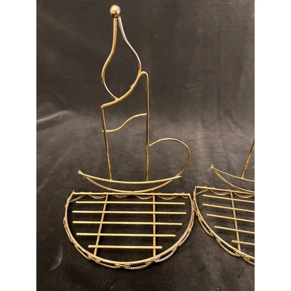 HOMCO Gold Metal Wire Shelf | Set of 2 | Cottage Grandma Bow Y2K